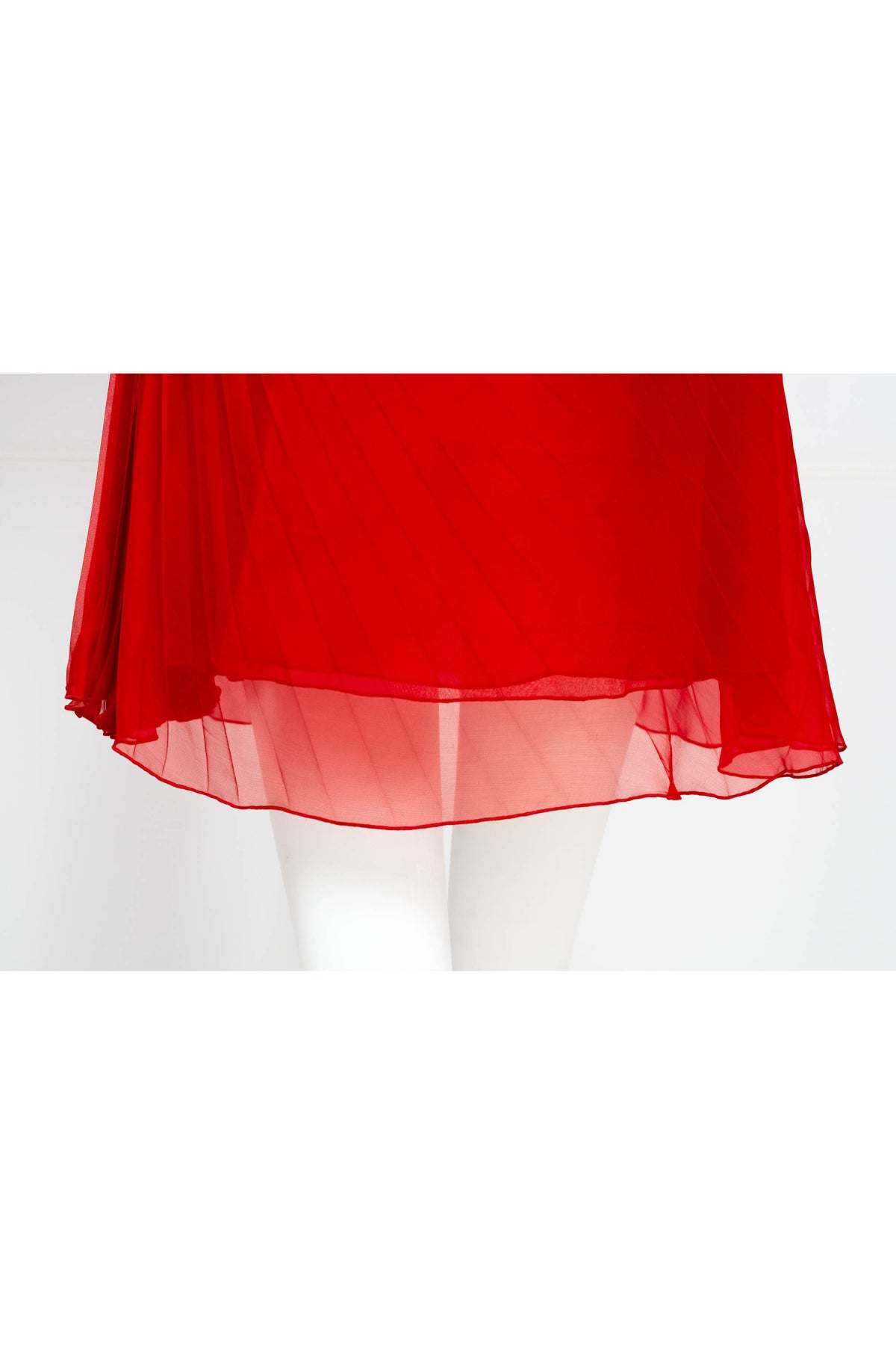 Valentino Red Chiffon Pleated Mini Dress Size 6