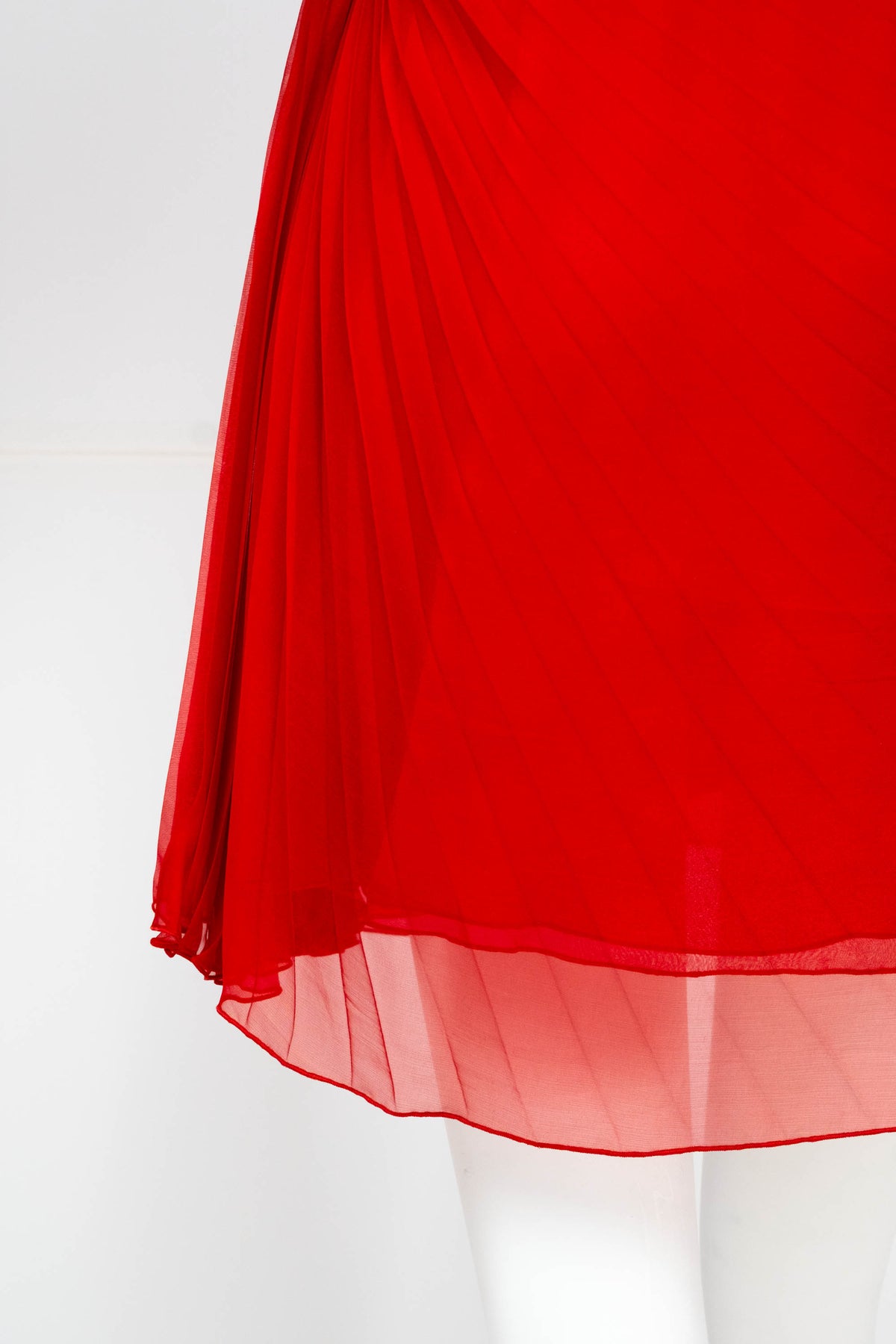 Valentino Red Chiffon Pleated Mini Dress Size 6