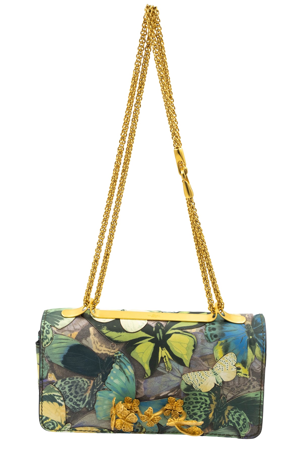 Valentino Blue and Green Butterfly Knuckle Bag Purse