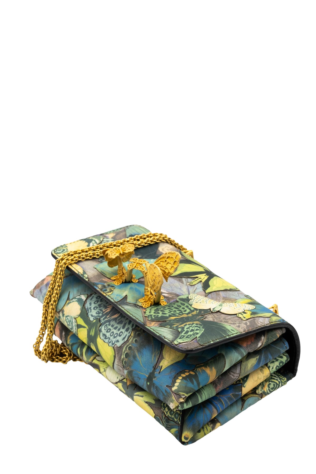 Valentino Blue and Green Butterfly Knuckle Bag Purse