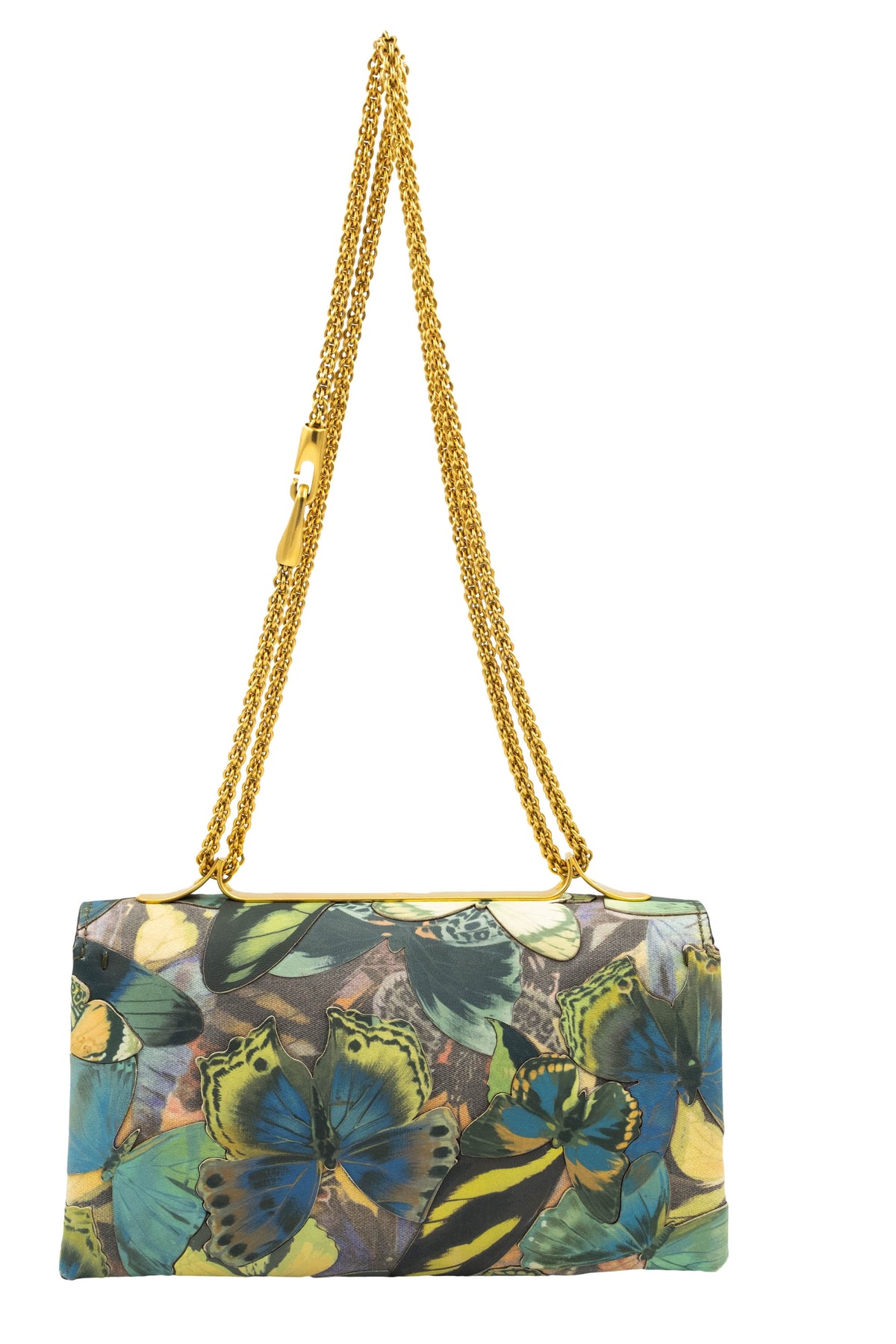 Valentino Blue and Green Butterfly Knuckle Bag Purse