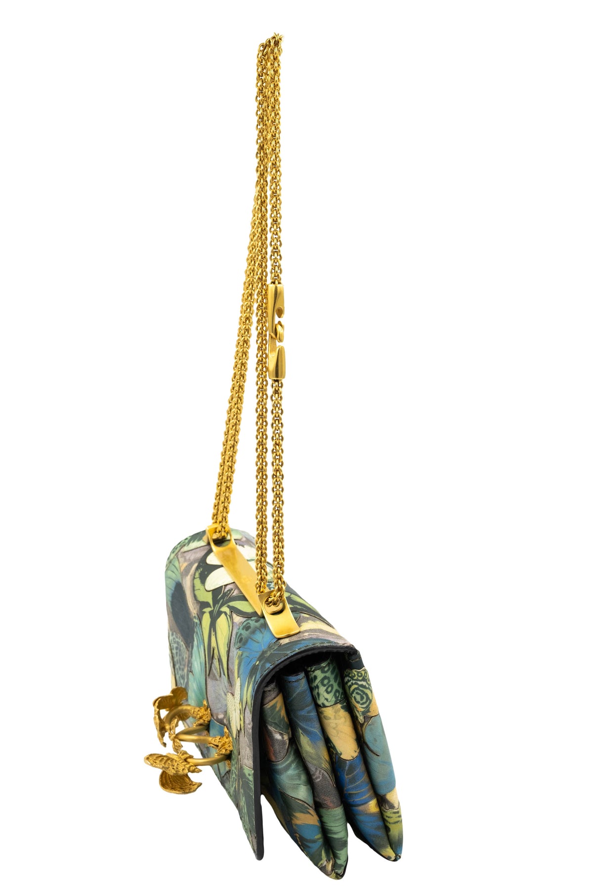 Valentino Blue and Green Butterfly Knuckle Bag Purse