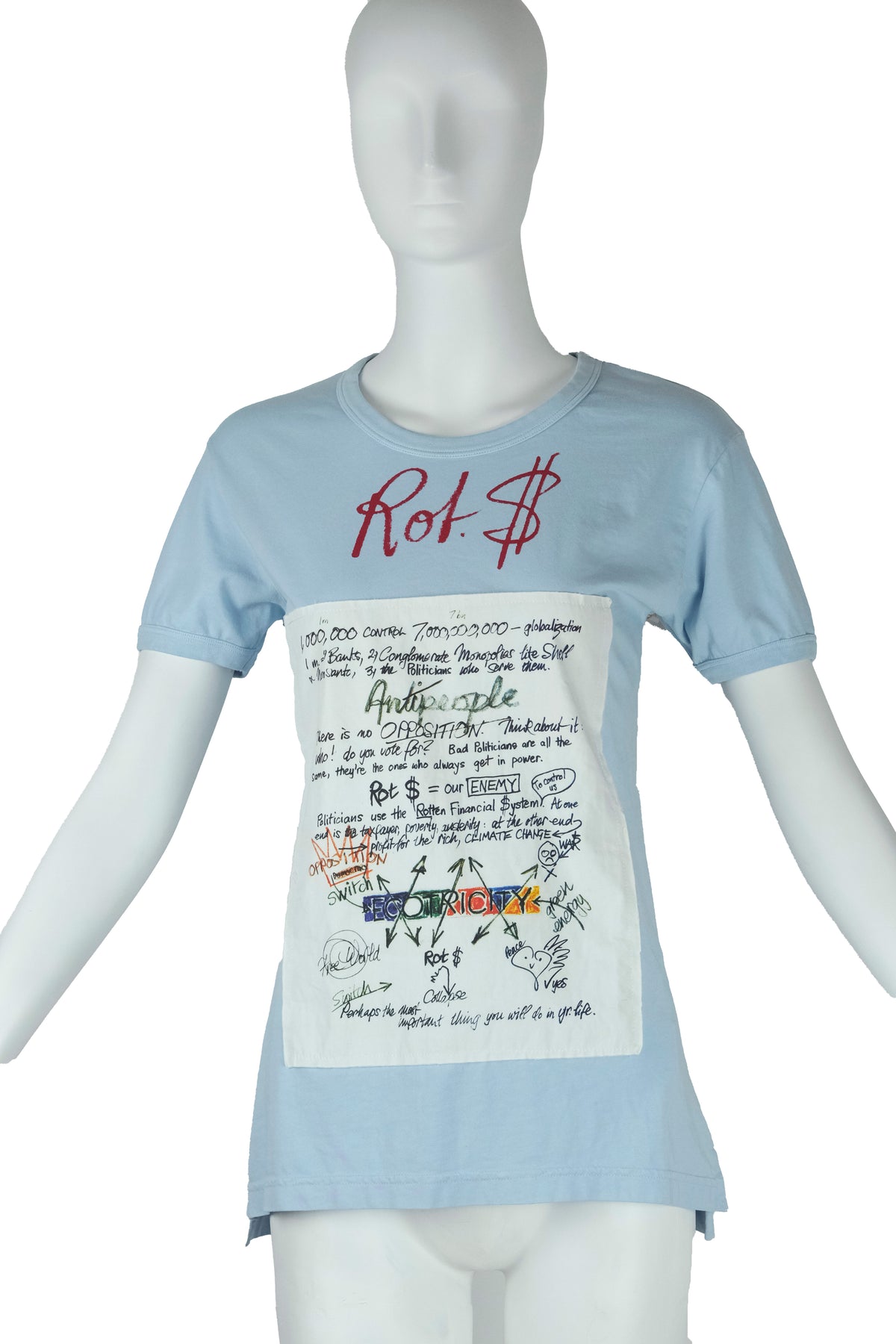 Vivienne Westwood Blue Tee Shirt ROT$ Patch ECOTRICITY 2017