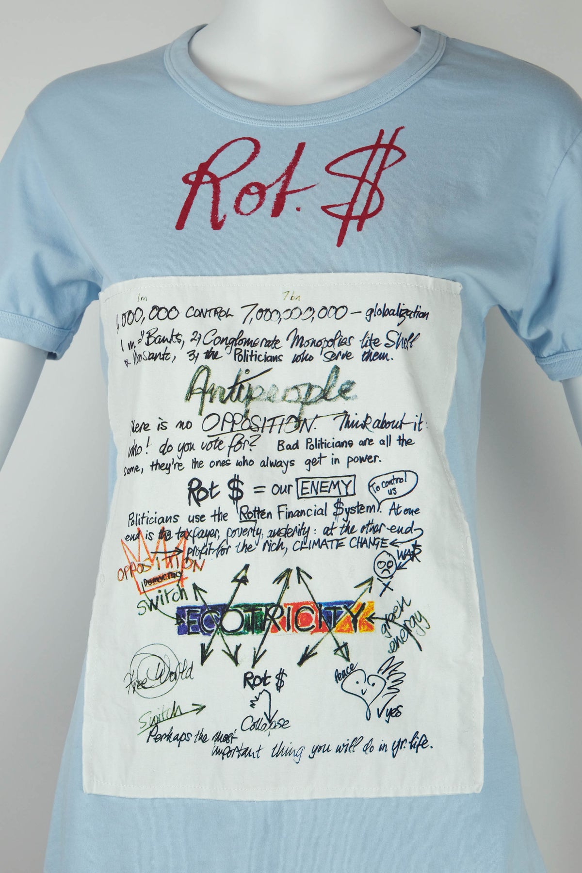 Vivienne Westwood Blue Tee Shirt ROT$ Patch ECOTRICITY 2017