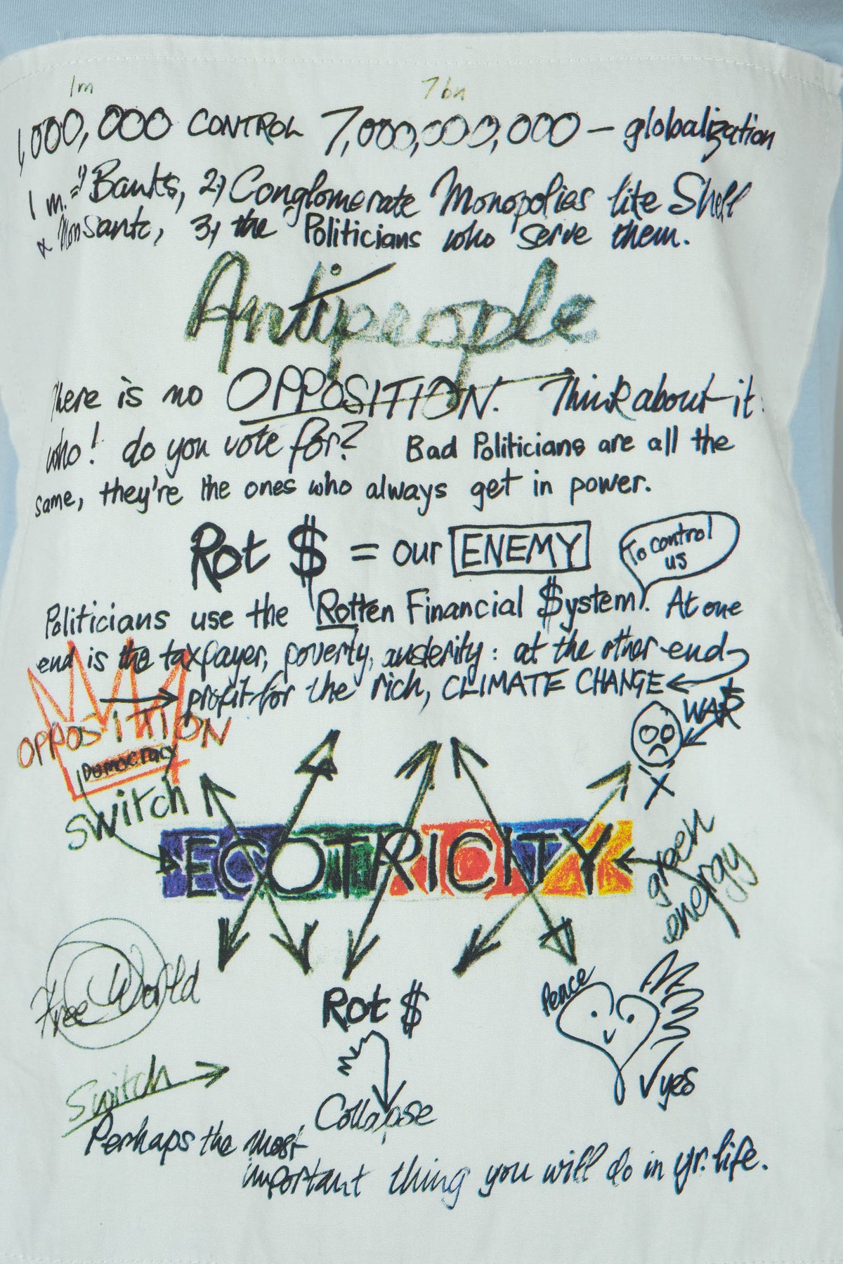 Vivienne Westwood Blue Tee Shirt ROT$ Patch ECOTRICITY 2017