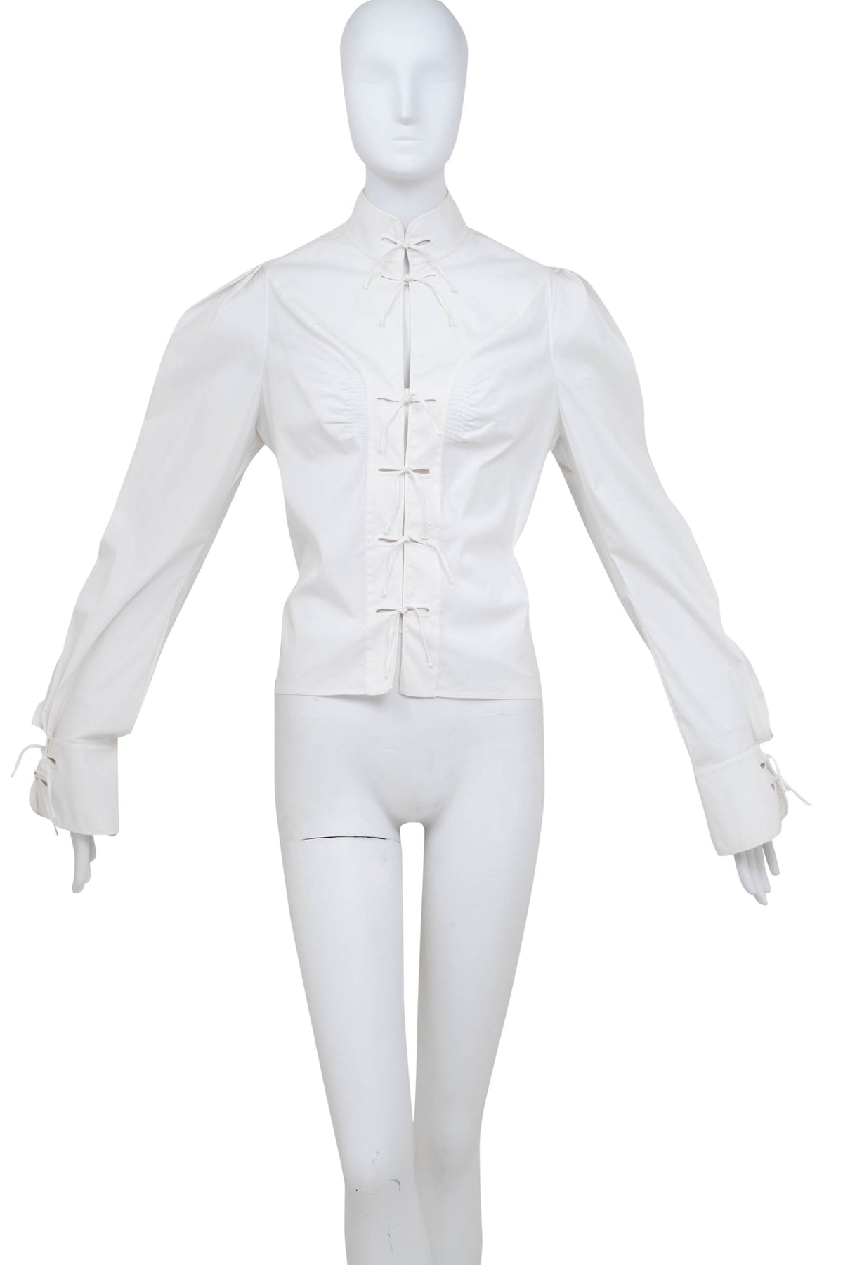 Yves Saint Laurent Rive Gauche White Tie Front Cotton Shirt Size 42/6