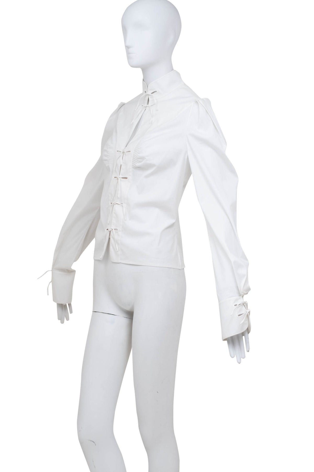 Yves Saint Laurent Rive Gauche White Tie Front Cotton Shirt Size 42/6