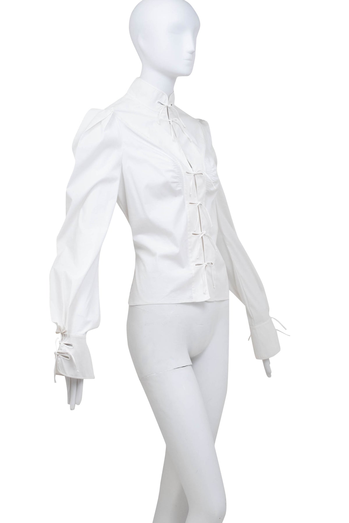 Yves Saint Laurent Rive Gauche White Tie Front Cotton Shirt Size 42/6
