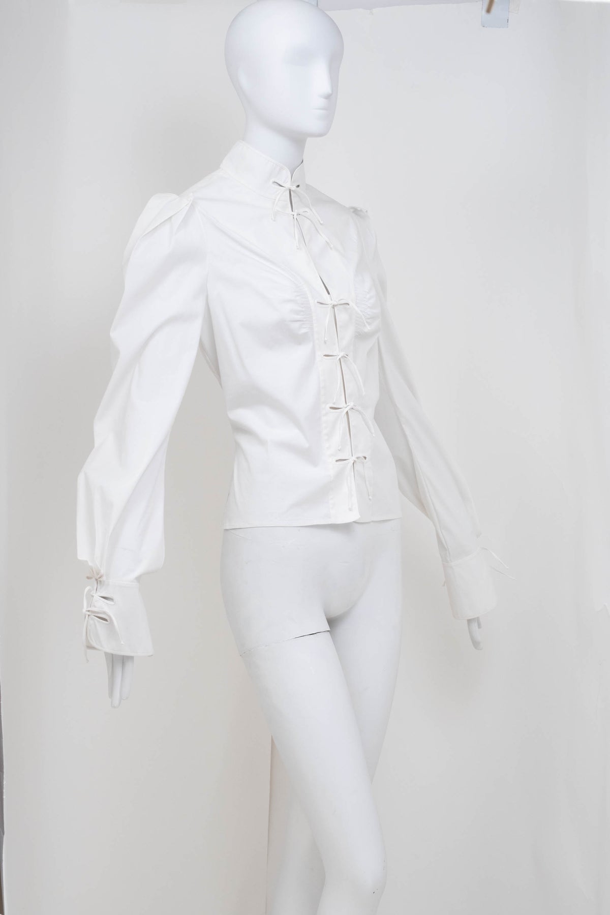 Yves Saint Laurent Rive Gauche White Tie Front Cotton Shirt Size 42/6