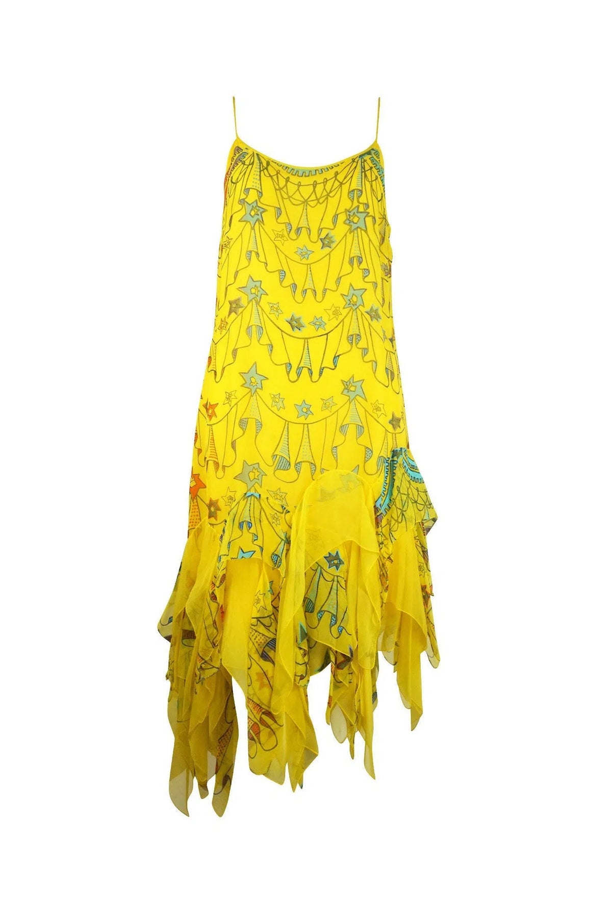 Zandra Rhodes Silk Chiffon Pleated Dress