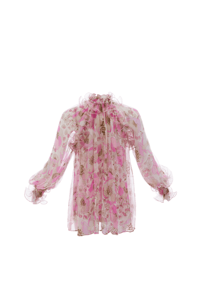 Top Camisole Organza Rosa Con Pizzo E Finiture - KIMBERLYSECRET - Torace 35-50"