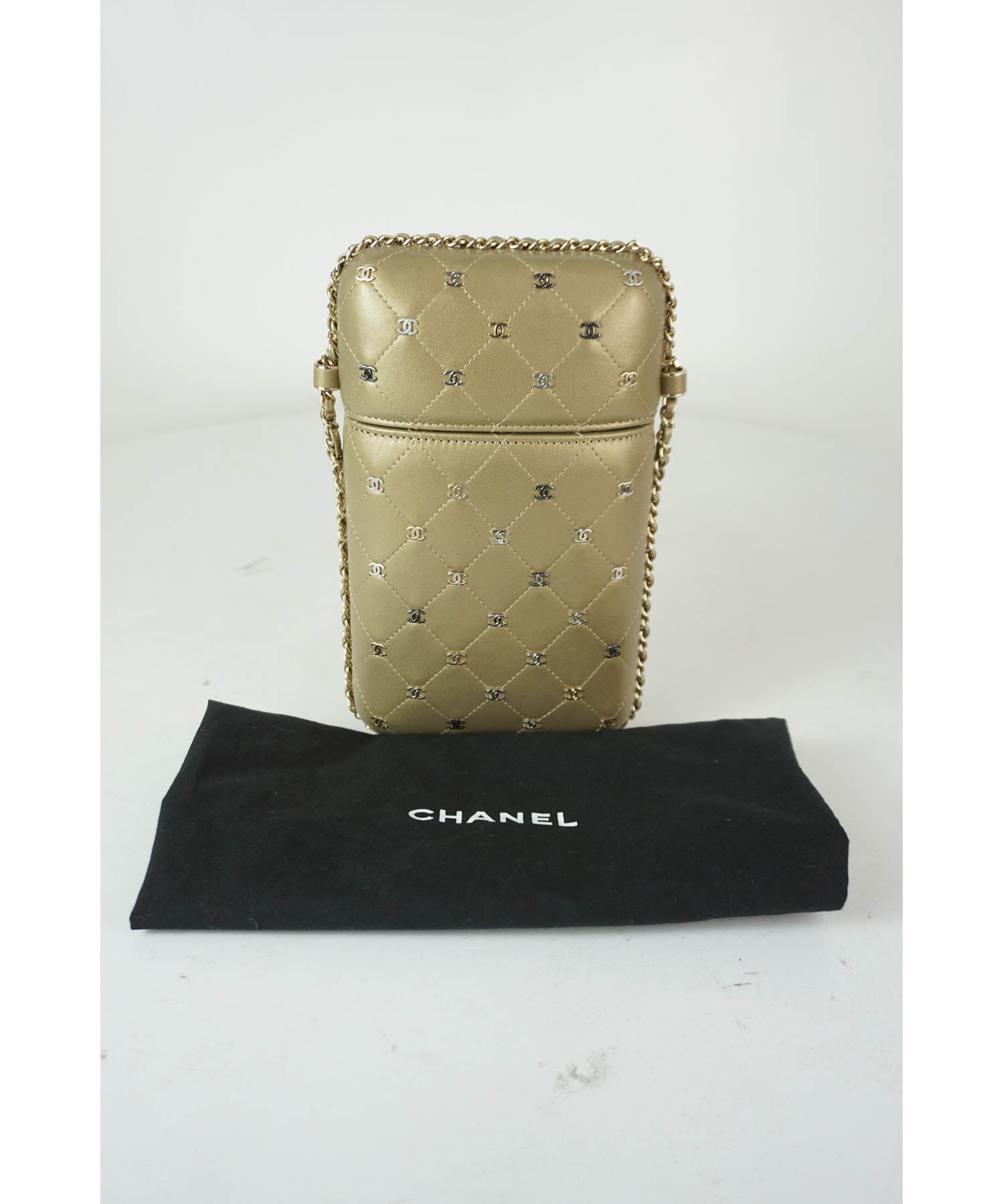 Chanel CC Stud Quilted Phone Holder