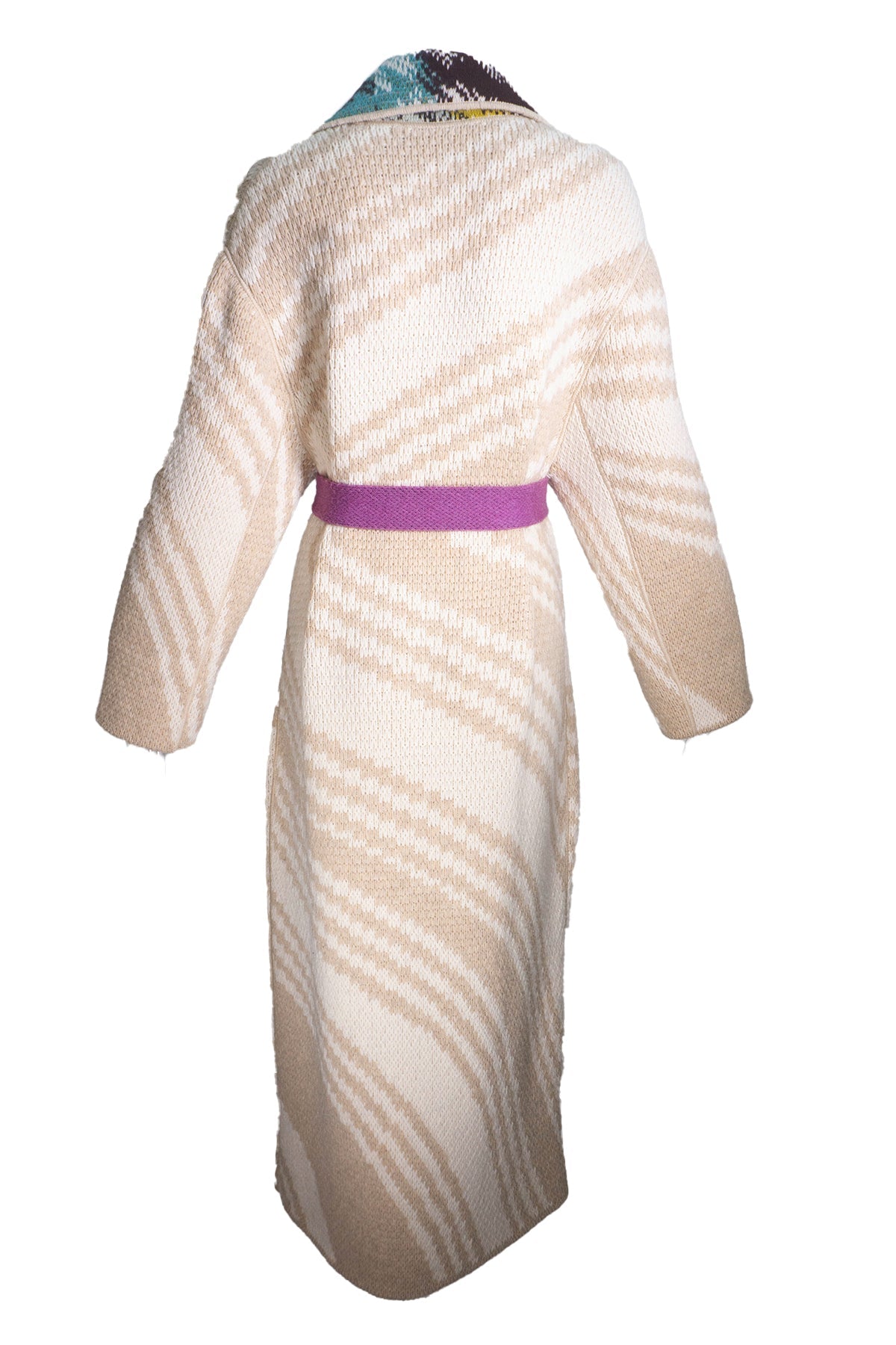 Missoni Neutral Pattern Knit Cardigan Coat Tie Belt