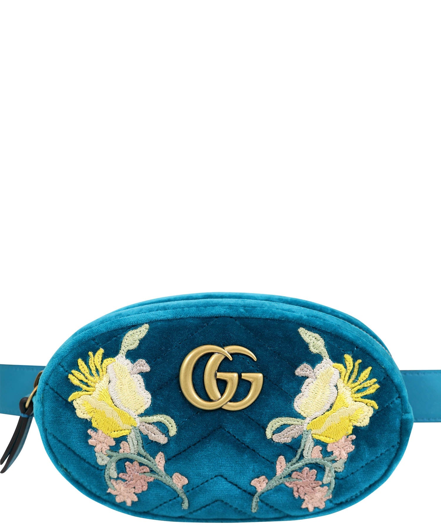 Gucci GG Marmont Shoulder Bag Matelasse Velvet Small Cobalt Blue in Velvet  with Aged Gold-tone - US