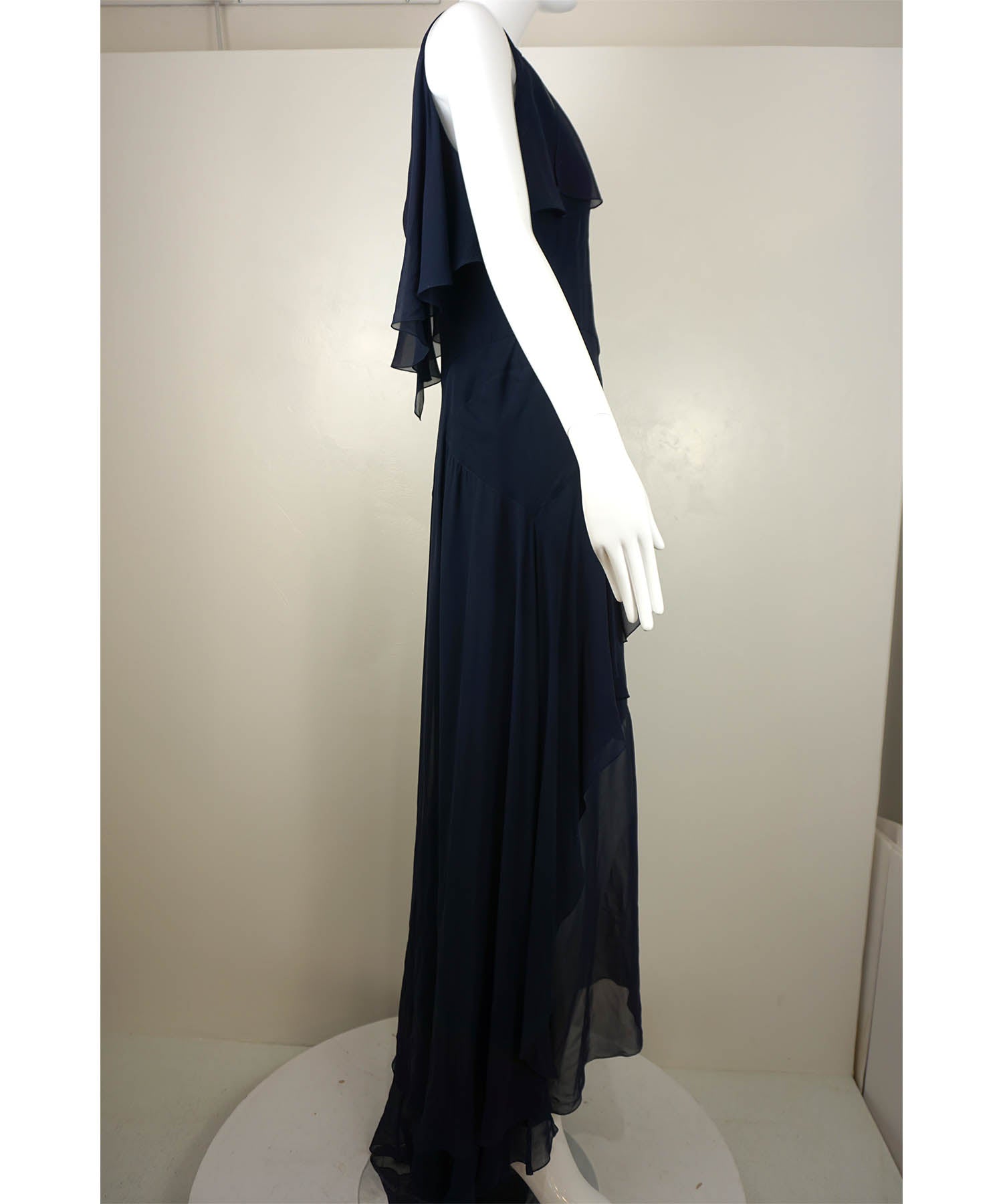 Chanel Sleeveless Layered Chiffon Gown W/Sheer Skirt 2006